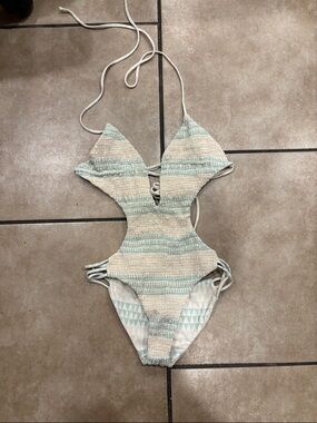 Tori Praver Light Clementine and Sage One Piece String Cutout Reversible